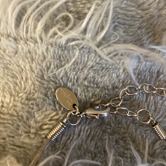 Lia Sophia 3-Teardrop Silver Statement Necklace (Black, White, Gray Stones) - Picture 5 of 6